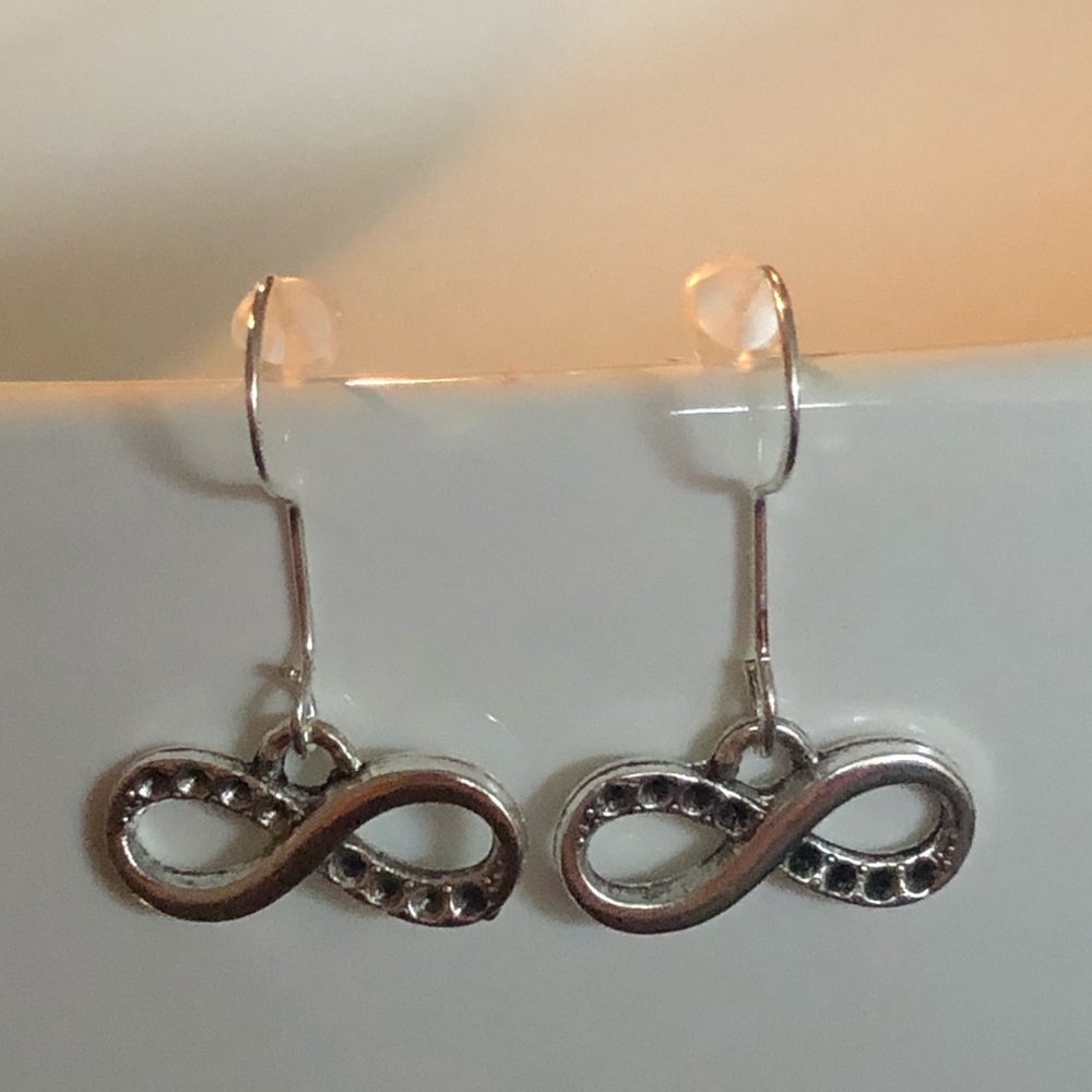 Infinity symbol dangle sterling silver earrings